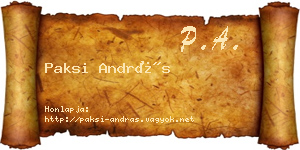 Paksi András névjegykártya